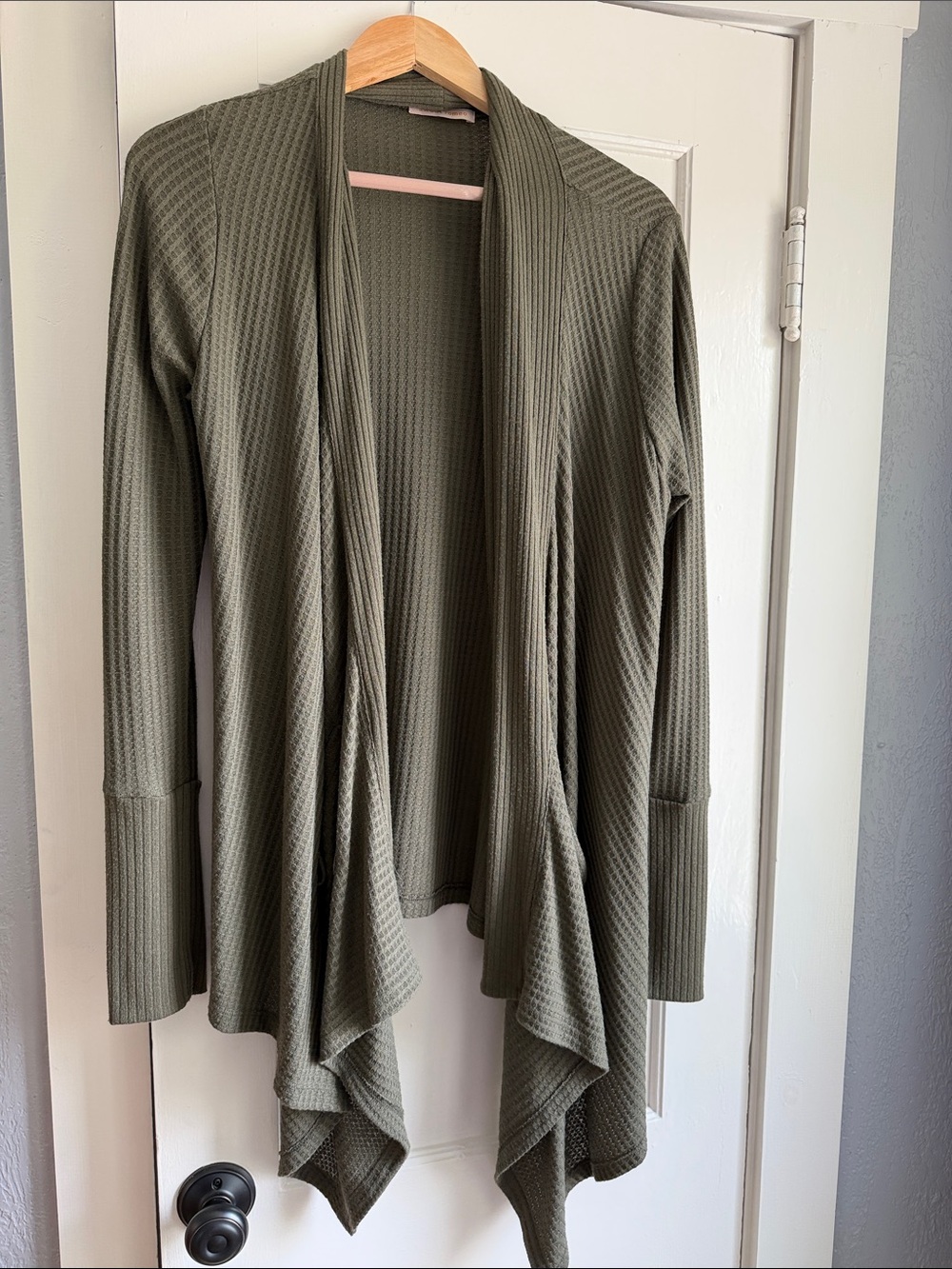 Sweet Romance Olive Draped Open-Front Cardigan